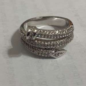 Sterling CZ Double Nail ring size 7 or 8